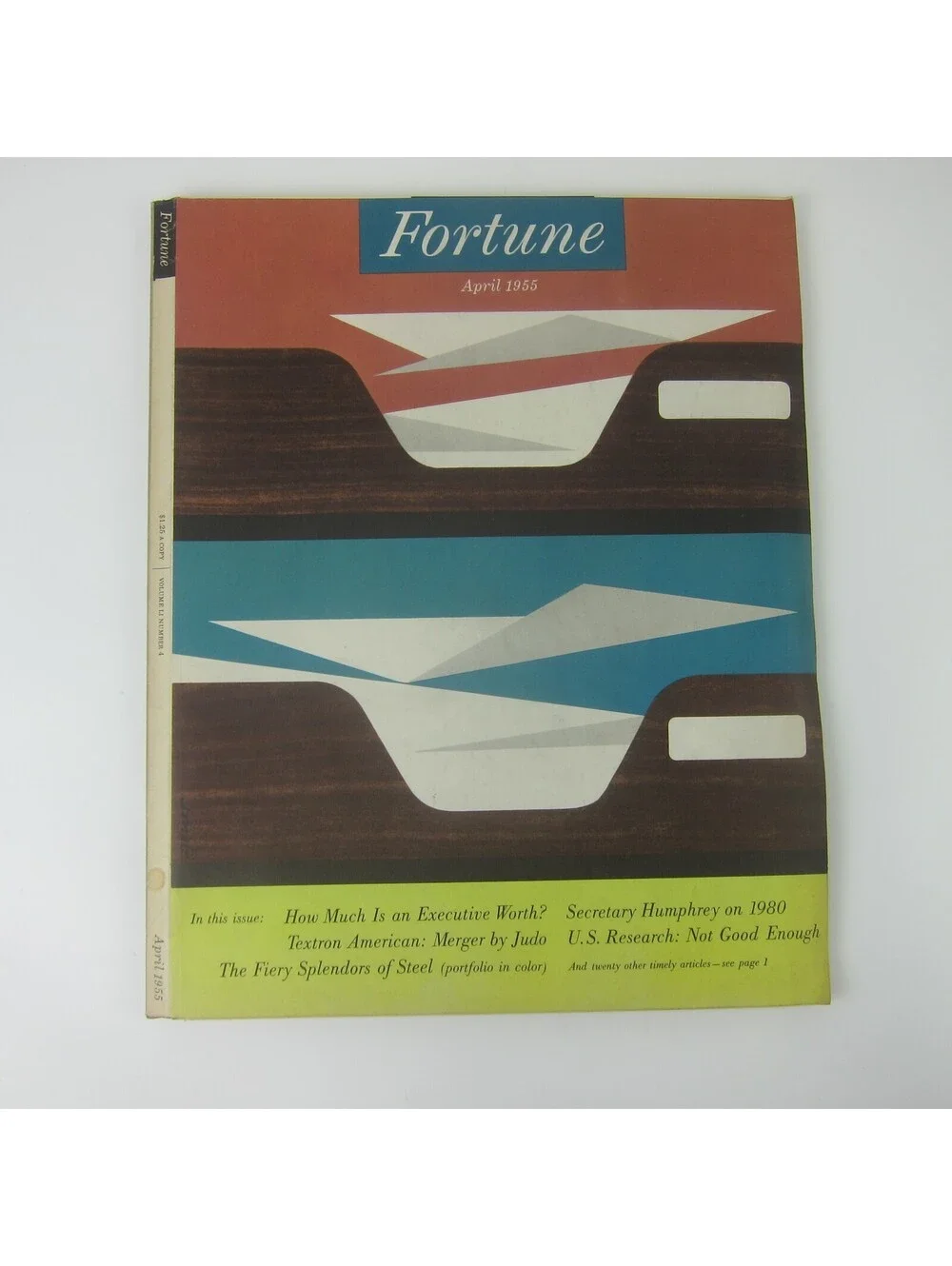 Vintage FORTUNE Magazine April 1955 Textron American, Steel, Secretary Humphrey